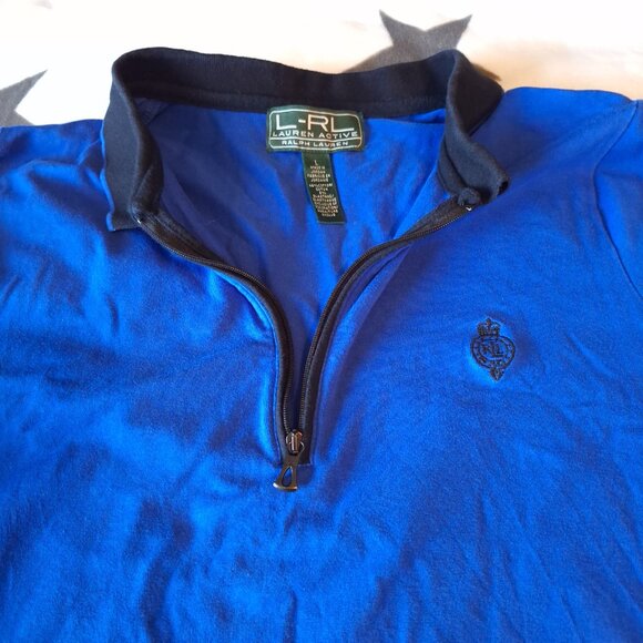 LRL Lauren Active Ralph Lauren Women Large Polo Golf Short Sleeve 1/4 Zip Blue - Picture 5 of 14